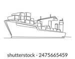 International logistics and cargo delivery concept. Single line draw design vector graphic illustration.