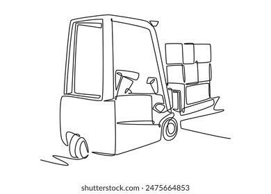 International logistics and cargo delivery concept. Single line draw design vector graphic illustration.