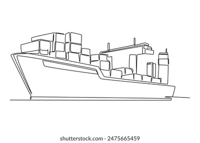 International logistics and cargo delivery concept. Single line draw design vector graphic illustration.