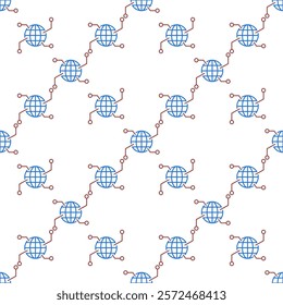 International Logistics Earth Globe vector World concept outline seamless pattern