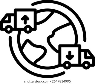 International Logistics Icon Outline Vector Illustration