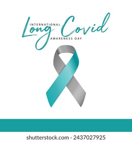 International long covid awareness day. Awareness ribbon vector illustration. Celebrated every year in March. Suitable for templates, greeting cards, web, social media etc