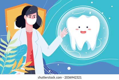 International Love Tooth Day Brushing Illustration Dental Health Oral Cleaning Poster