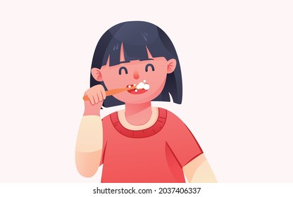 International Love Tooth Day Brushing Illustration Dental Health Oral Cleaning Poster Chinese translation: International Love Tooth Day