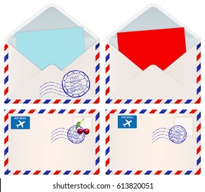 International mail envelopes. Vector 3d illustration isolated on white background