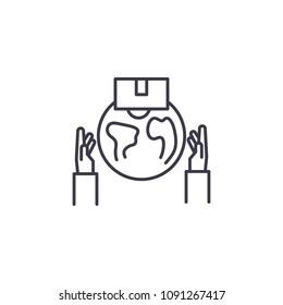 International mail linear icon concept. International mail line vector sign, symbol, illustration.