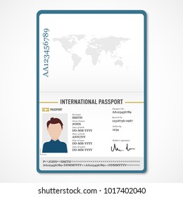 International male passport with signature, nationality name surname date of birth information and picture of man