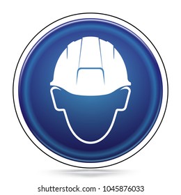 International Mandatory Hard Hat Symbol, Blue warning icon isolated on white background, Attracting attention, Compulsory, Control, practice, Security first sign, Vector, EPS10