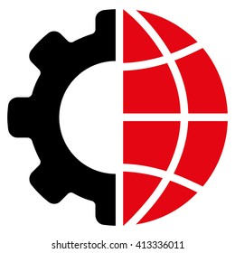 International Manufacture vector icon. Style is bicolor flat icon symbol, intensive red and black colors, white background.