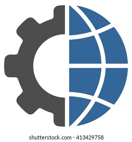 International Manufacture vector icon. Style is bicolor flat icon symbol, cobalt and gray colors, white background.