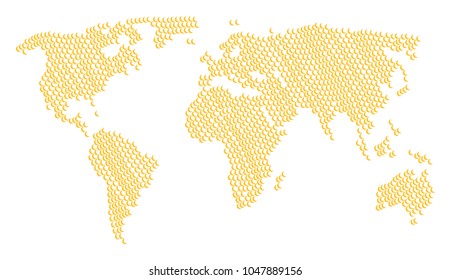 International map concept constructed of moon icons. Vector moon design elements are united into conceptual global plan.