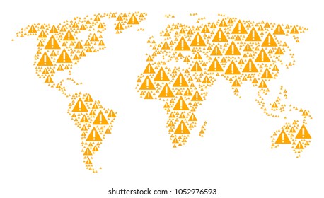 International map concept designed of warning design elements. Vector warning items are composed into conceptual worldwide composition.