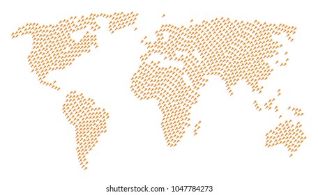 International map mosaic combined of wand magic tool elements. Vector wand magic tool icons are composed into geometric global plan.