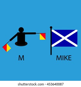 International marine signal flag, sea alphabet , vector illustration, semaphore, communication, mike.