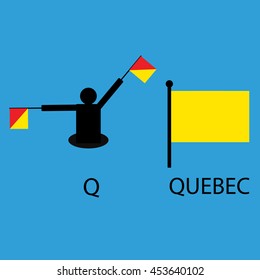 International marine signal flag, sea alphabet , vector illustration, semaphore, communication, Quebec.