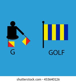 International marine signal flag, sea alphabet , vector illustration, semaphore, communication, golf.