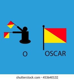 International marine signal flag, sea alphabet , vector illustration, semaphore, communication, oscar.