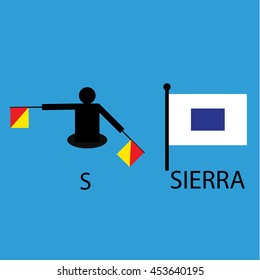 International marine signal flag, sea alphabet , vector illustration, semaphore, communication, sierra.