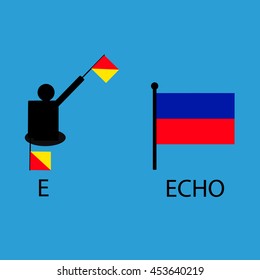 International marine signal flag, sea alphabet , vector illustration, semaphore, communication, echo.