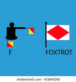 International marine signal flag, sea alphabet , vector illustration, semaphore, communication, foxtrot.