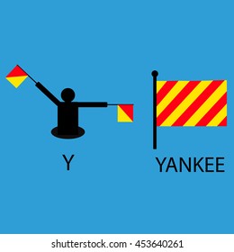 International marine signal flag, sea alphabet , vector illustration, semaphore, communication, yankee.