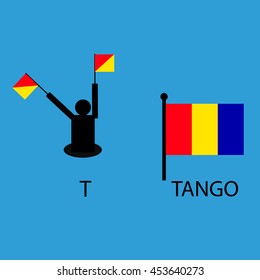 International marine signal flag, sea alphabet , vector illustration, semaphore, communication, tango.