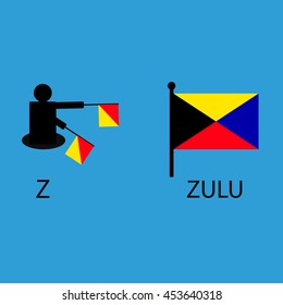 International marine signal flag, sea alphabet , vector illustration, semaphore, communication, zulu.