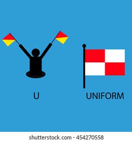 International marine signal flag, sea alphabet , vector illustration, semaphore, communication, uniform