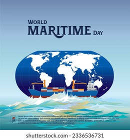 International Maritime Day.Cargo Ships sail in the ocean.