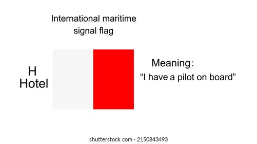 International maritime signal flag Hotel vector illustration. Alphabet visual communication between vessel boat. Fishing or military navy ship navigation system on ocean, sea. Protect against alert.