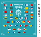 International maritime signal flags. Sea alphabet. Flat vector illustration