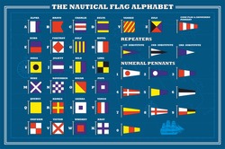 International maritime signal flags - sea alphabet , vector illustration