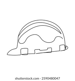 International May day labor Day Safety helmet Continuous line concept Hand drawn One line Logo 