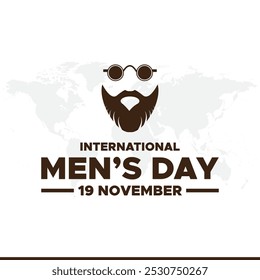 International Men's Day. Men's day 19 November. Vector illustration of International Men's Day. For a poster or banner and greeting card. 