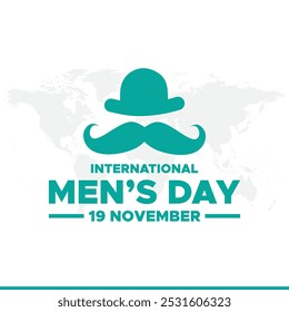 International Men's Day. Men's day 19 November. Vector illustration of International Men's Day. For a poster or banner and greeting card. 