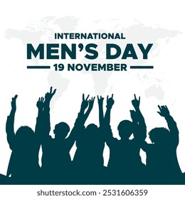 International Men's Day. Men's day 19 November. Vector illustration of International Men's Day. For a poster or banner and greeting card. 