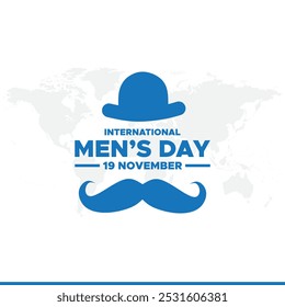 International Men's Day. Men's day 19 November. Vector illustration of International Men's Day. For a poster or banner and greeting card. 