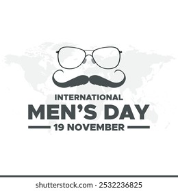 International Men's Day. Men's day 19 November. Vector illustration of International Men's Day. For a poster or banner and greeting card. 