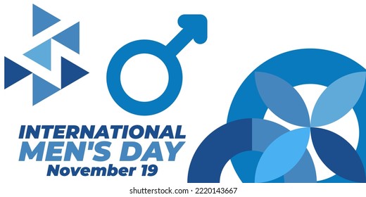 International Men's Day. Сelebrate annual in November 19. Mars symbol. Gender symbol. Background, poster, greeting card, banner design. Vector EPS 10