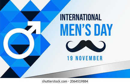 International Men's Day Background. Copy space area. Greeting card, banner, vector illustration. 19 November. With tie and tuxedo icon on gradient blue color. Premium and luxury design