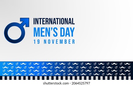 International Men's Day Background. Copy space area. Greeting card, banner, vector illustration. 19 November. With tie and tuxedo icon on gradient blue color. Premium and luxury design