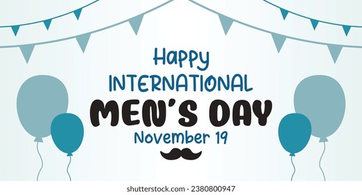 international men's day banner, flat style vector. design for banner, poster, flyer, greeting card, social media, web.