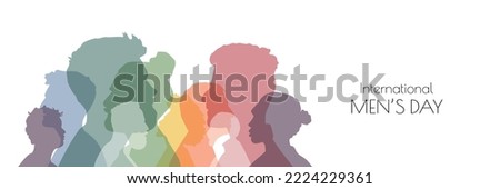 International Men's Day banner. Men of different ethnicities together. Flat vector illustration.