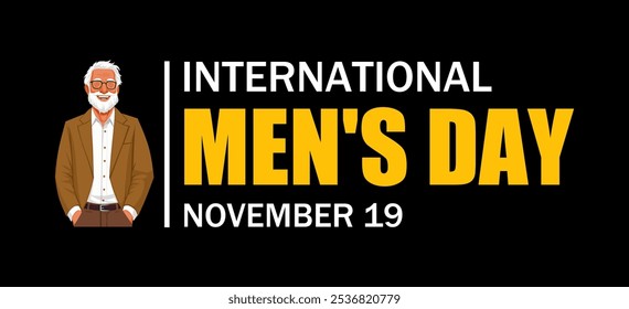 International Men's Day banner with a smiling elderly man and the date November 19.