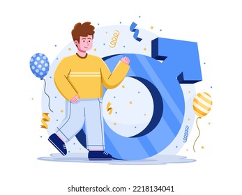 International Men's Day Celebration With Big Mars Symbol.
Male Gender Illustration Cartoon.
Can be used for web, landing page, book, flyer, print, presentation, etc