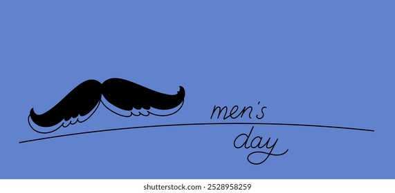 International men's day concept banner.  Vector hand drawn one continuous line drawing  sketch illustration for banner, poster, greeting card