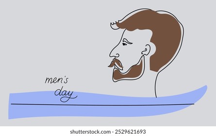International men's day concept banner.  Vector hand drawn one continuous line drawing  sketch illustration for banner, poster, greeting card