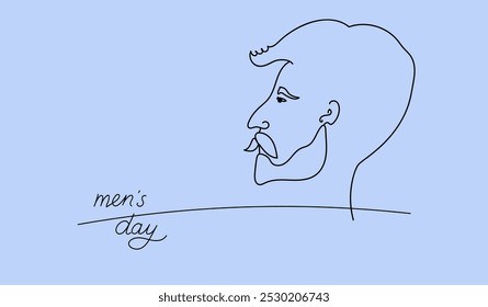 International men's day concept banner.  Vector hand drawn one continuous line drawing  sketch illustration for banner, poster, greeting card