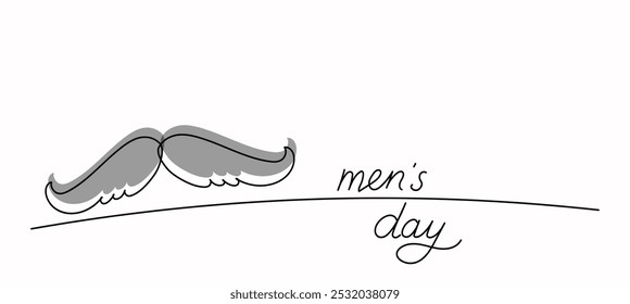 International men's day concept banner.  Vector hand drawn one continuous line drawing  sketch illustration for banner, poster, greeting card