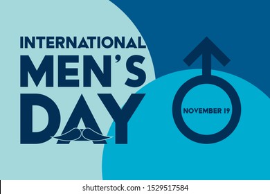 International Men's Day Design Сelebrate annual in November. Mars symbol and mustache. Gender symbol. Background, poster, greeting card, banner design. Vector EPS 10